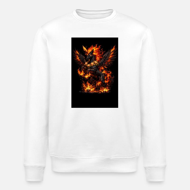 Feuerpegasus mit Blumenkranz - Stanley/Stella Unisex Bio-Sweatshirt ROLLER - Weiß