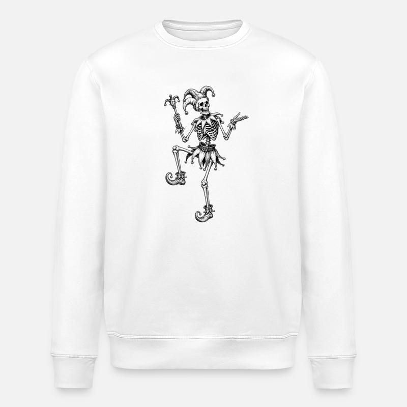 Skeleton Jester Halloween Motif - Stanley/Stella ROLLER Unisex Organic Sweatshirt - white