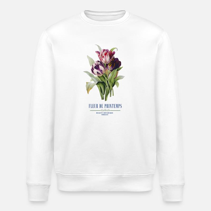 Tulip Bloom Fleurs de Printemps - Stanley/Stella ROLLER Unisex Organic Sweatshirt - white