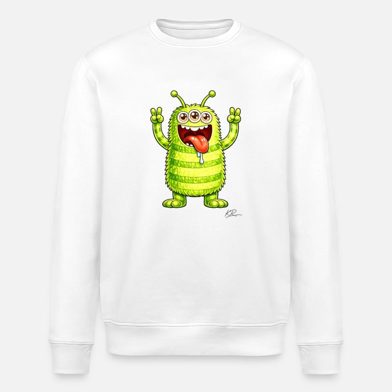 Monstre vert joyeux - Sweat bio ROLLER Stanley/Stella Unisexe - blanc