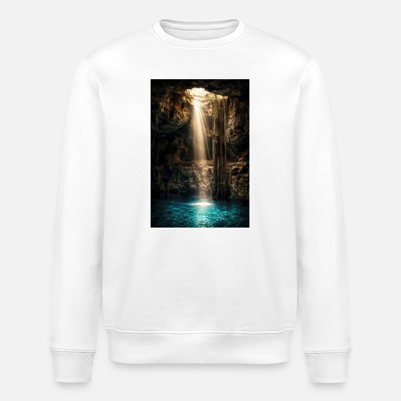 Cave Beams and Azure Pool - Stanley/Stella ROLLER Unisex Organic Sweatshirt - white