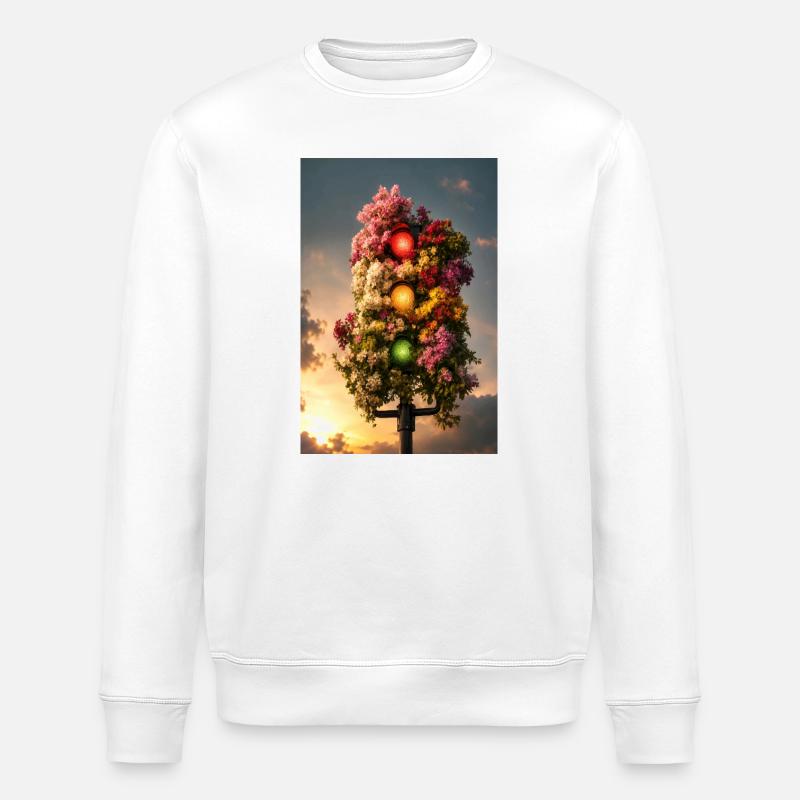 Florales Leuchten der Ampel - Stanley/Stella Unisex Bio-Sweatshirt ROLLER - Weiß