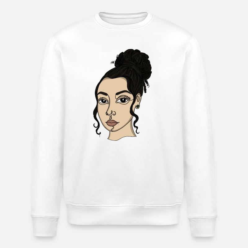 Piercing de nez en chignon style portrait - Sweat bio ROLLER Stanley/Stella Unisexe - blanc