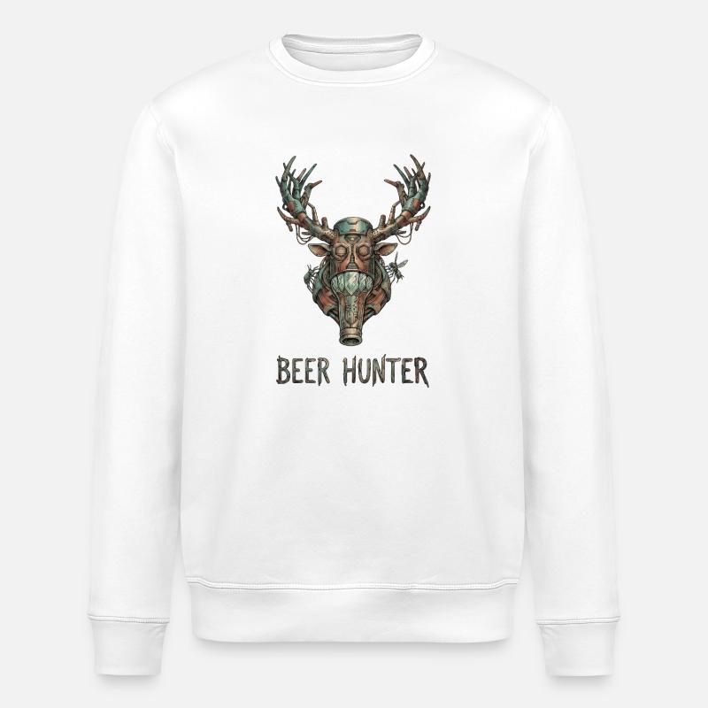 Steampunk Beer Hunter - Stanley/Stella ROLLER Unisex Organic Sweatshirt - white