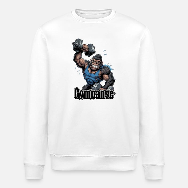Gympanse Kraft-Gorilla - Stanley/Stella Unisex Bio-Sweatshirt ROLLER - Weiß