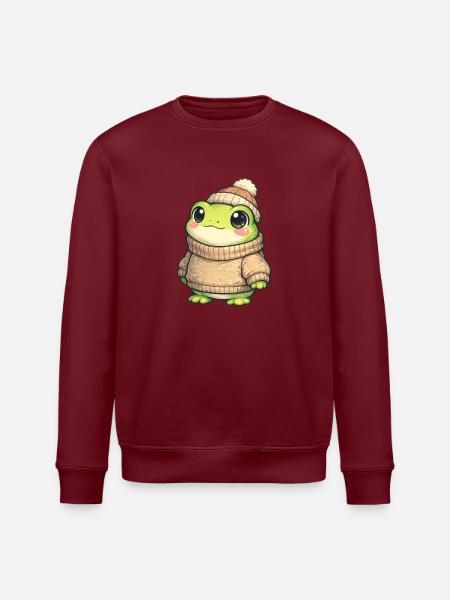 Kuschelfrosch im Winterpullover - Stanley/Stella Unisex Bio-Sweatshirt ROLLER - Weiß