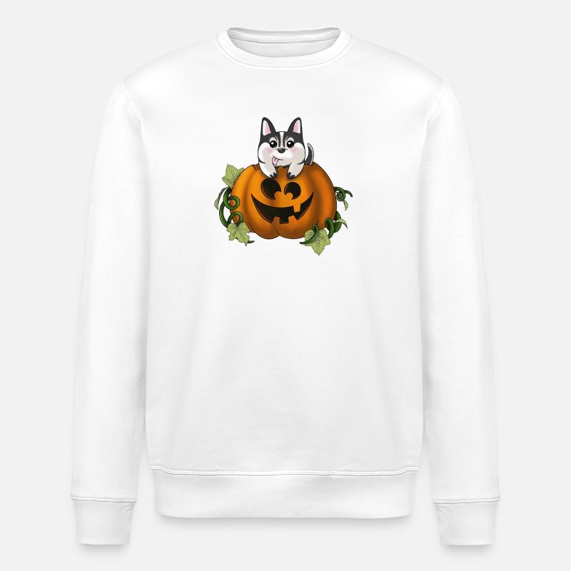 Chien mignon à la citrouille - Sweat bio ROLLER Stanley/Stella Unisexe - blanc