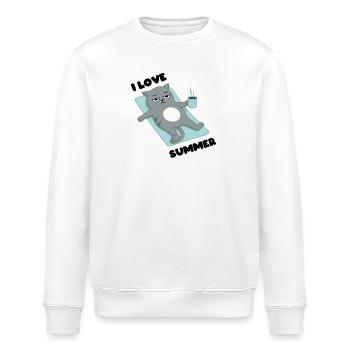 I love Summer - Cat Grumpy - Stanley/Stella Unisex Bio-Sweatshirt ROLLER - Weiß - Vorne - Nik (191cm)
