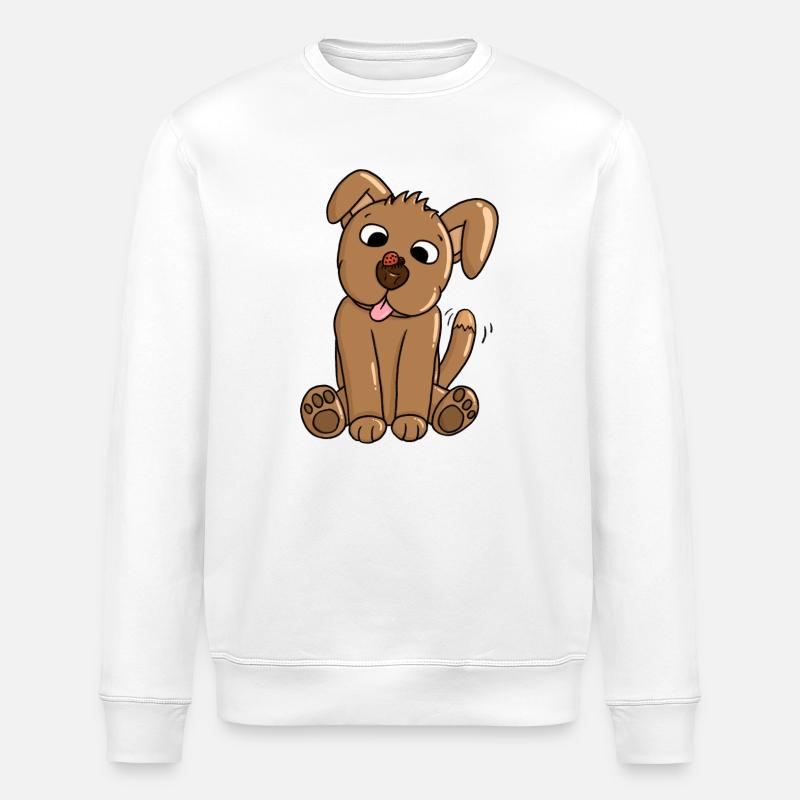 A puppy befriends a ladybug - Stanley/Stella ROLLER Unisex Organic Sweatshirt - white