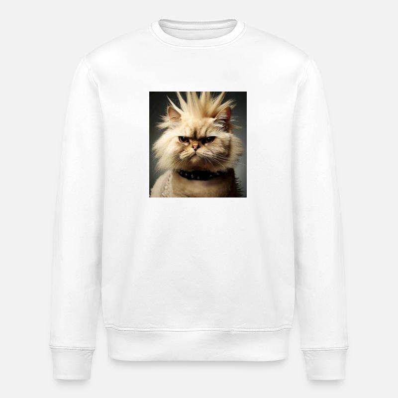 Perserkatze Negan als Punk - Stanley/Stella Unisex Bio-Sweatshirt ROLLER - Weiß