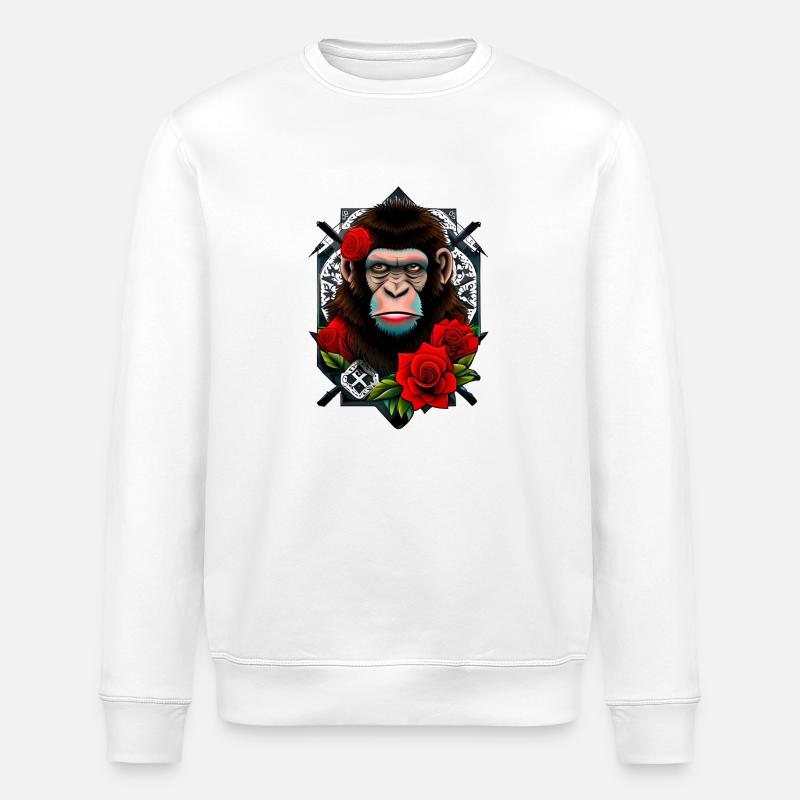 Ninja Monkey - Stanley/Stella ROLLER Unisex Organic Sweatshirt - white
