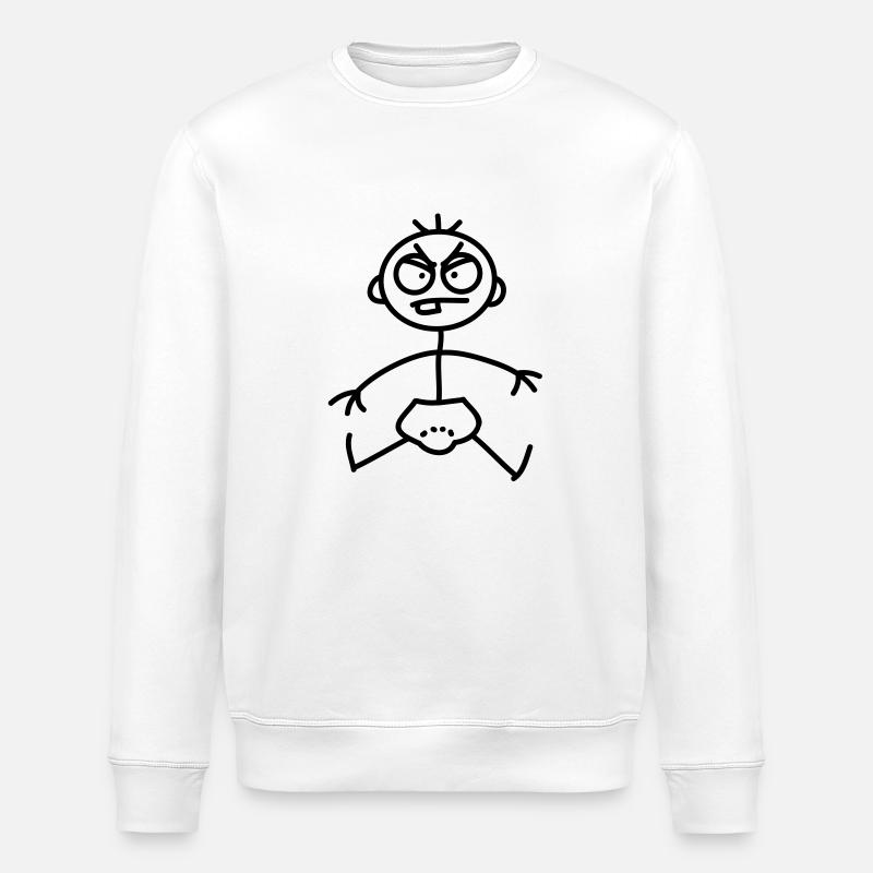 angry_baby_stick_figure_1c - Stanley/Stella Unisex Bio-Sweatshirt ROLLER - Weiß
