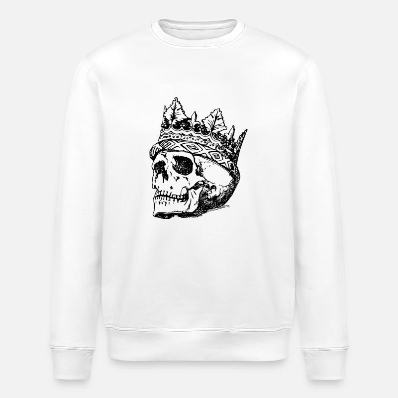 King Crown Skull - Stanley/Stella ROLLER Unisex Organic Sweatshirt - white