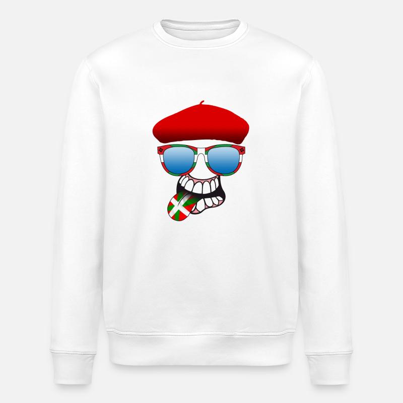 basque smiley 6 - Stanley/Stella ROLLER Unisex Organic Sweatshirt - white