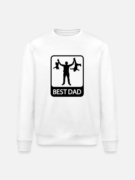 Best Dad - Funny Silhouette - Father and Children - Stanley/Stella ROLLER Unisex Organic Sweatshirt - white