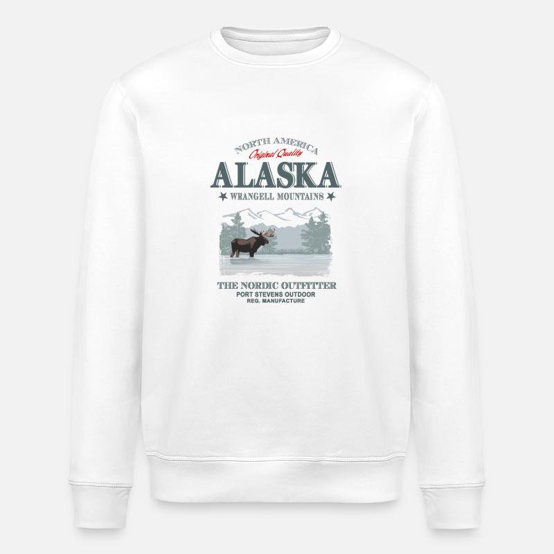 Alaska - Moose - Elch - Stanley/Stella Unisex Bio-Sweatshirt ROLLER - Weiß