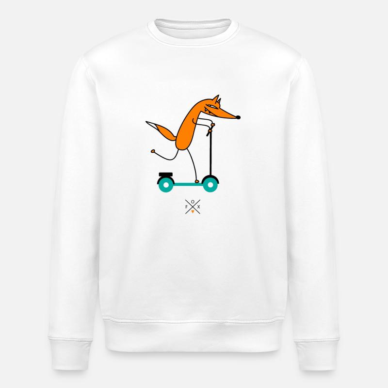 Fox drives scooter - Stanley/Stella ROLLER Unisex Organic Sweatshirt - white