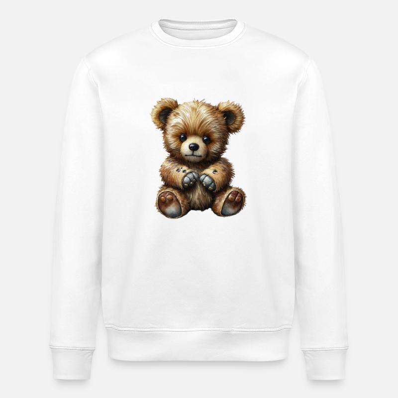 Teddy bear - Stanley/Stella ROLLER Unisex Organic Sweatshirt - white
