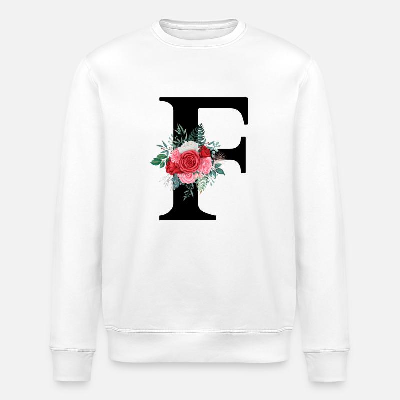 Roter Blumenbuchstabe F - Stanley/Stella Unisex Bio-Sweatshirt ROLLER - Weiß