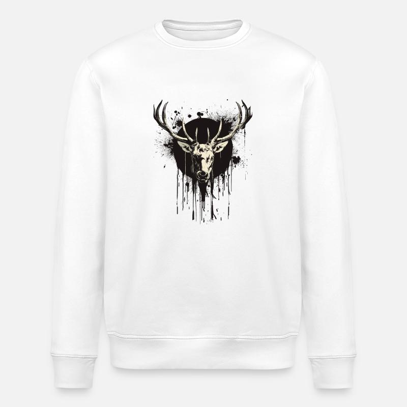 Hirsch mit schwarzen Spats - Stanley/Stella Unisex Bio-Sweatshirt ROLLER - Weiß