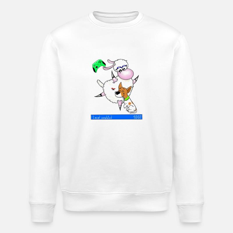 Gaming " Level complete " Wolly Sheepling - Stanley/Stella Unisex Bio-Sweatshirt ROLLER - Weiß
