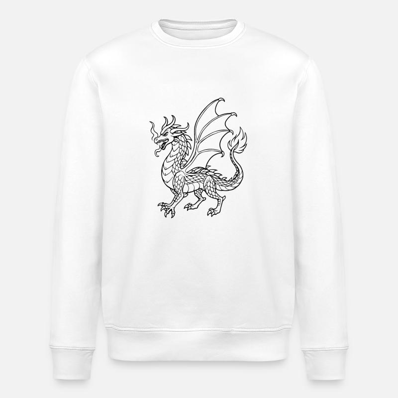 Drache -Linienzeichnung - Stanley/Stella Unisex Bio-Sweatshirt ROLLER - Weiß
