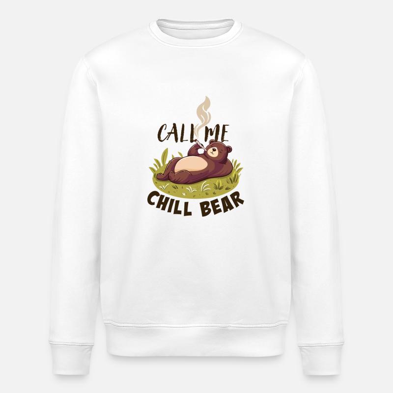 Chill Bear - Stanley/Stella ROLLER Unisex Organic Sweatshirt - white