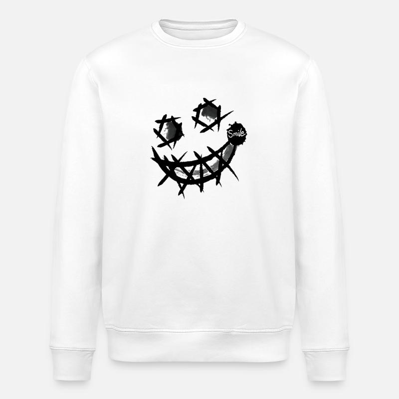 Sarcastic Laughter With Black Spray - Stanley/Stella ROLLER Unisex Organic Sweatshirt - white