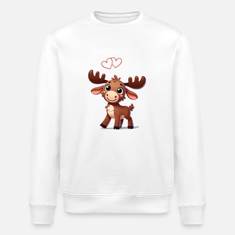 elch comic love - Stanley/Stella Unisex Bio-Sweatshirt ROLLER - Weiß