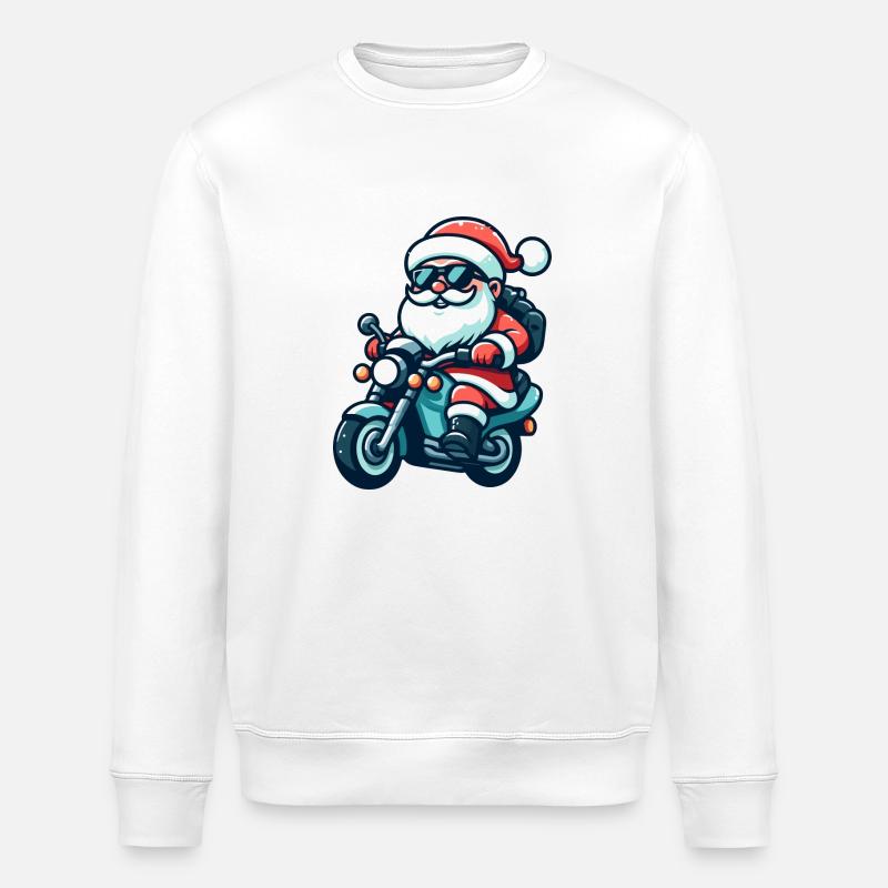 Santa Claus Biker - Stanley/Stella ROLLER Unisex Organic Sweatshirt - white