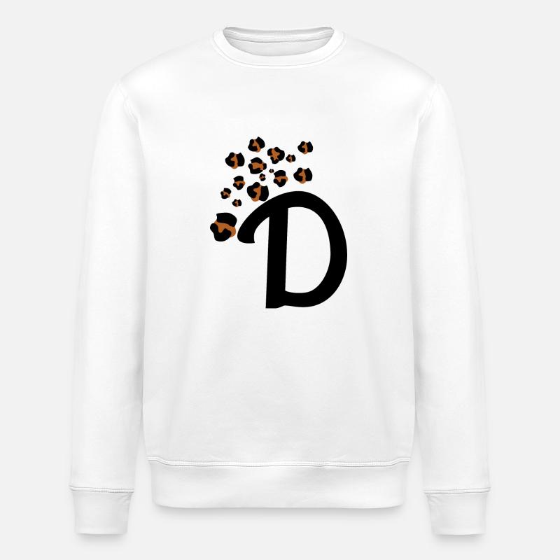 Leopard pattern letter d - Stanley/Stella ROLLER Unisex Organic Sweatshirt - white