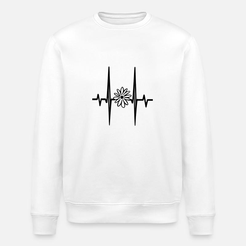 Herzschlag Blume - Stanley/Stella Unisex Bio-Sweatshirt ROLLER - Weiß