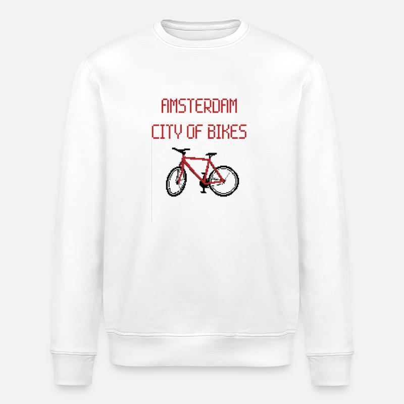 Vélo Amsterdam - Pixel Red - Sweat bio ROLLER Stanley/Stella Unisexe - blanc