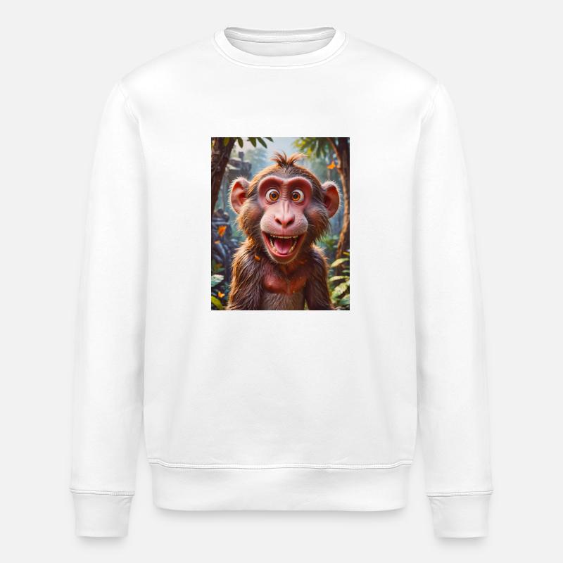 Animaux africains super mignons – Babouin - Sweat bio ROLLER Stanley/Stella Unisexe - blanc