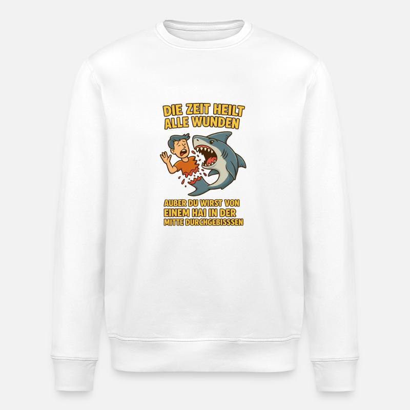 Time heals sore shark - Stanley/Stella ROLLER Unisex Organic Sweatshirt - white