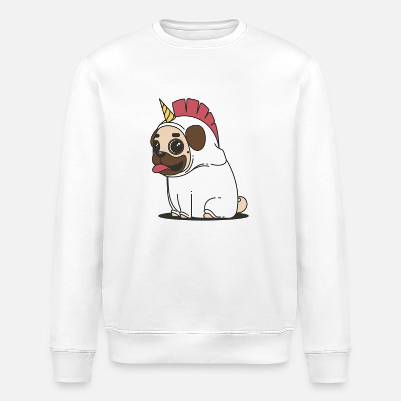 Bubule: das Einhorn Hund - Stanley/Stella Unisex Bio-Sweatshirt ROLLER - Weiß