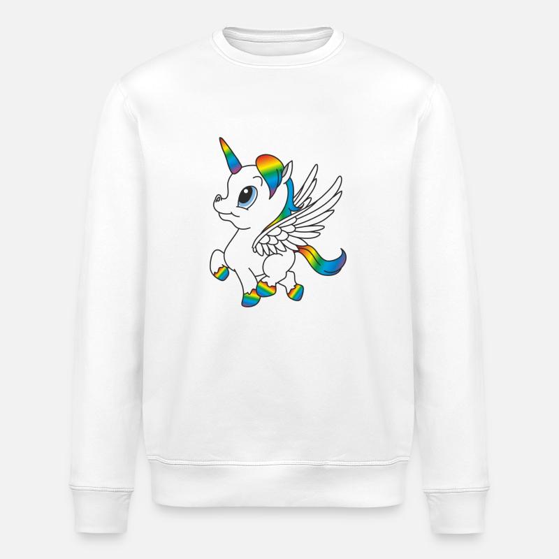 Arc-en-Unicorn, Pegasus - Sweat bio ROLLER Stanley/Stella Unisexe - blanc
