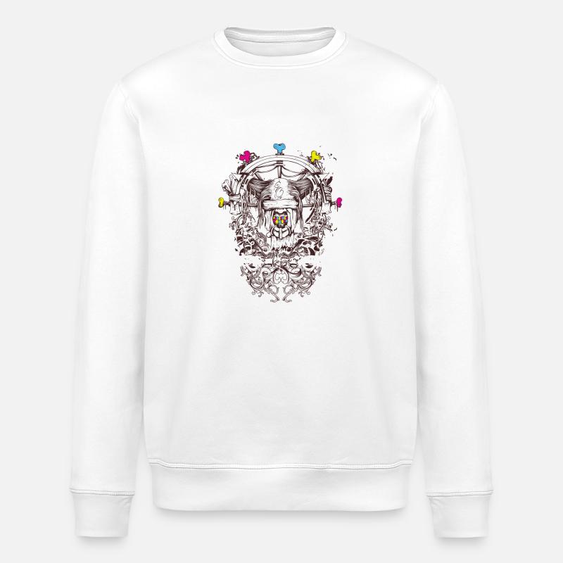 Abstrakte Kunst - Fabelwesen - Stanley/Stella Unisex Bio-Sweatshirt ROLLER - Weiß