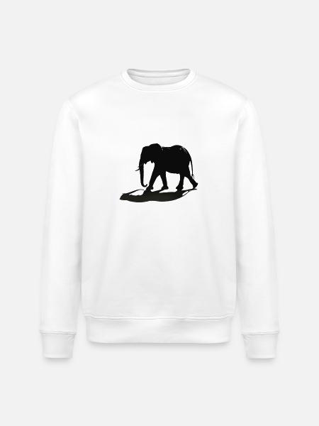 Elephant Silhouette - Stanley/Stella ROLLER Unisex Organic Sweatshirt - white