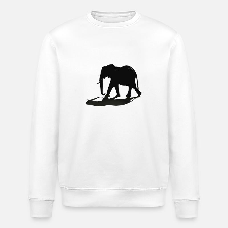 Elephant Silhouette - Stanley/Stella ROLLER Unisex Organic Sweatshirt - white
