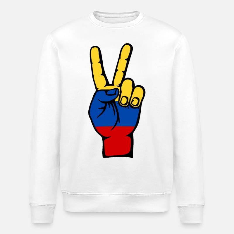 Colombia Flag Peace Symbol - Stanley/Stella ROLLER Unisex Organic Sweatshirt - white