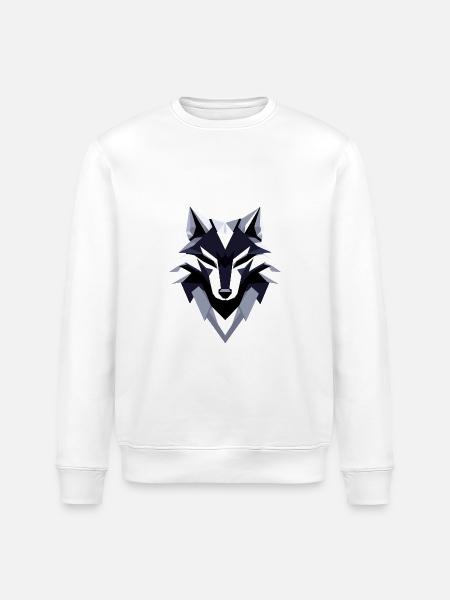 Wolf Low Poly Logo Design - Stanley/Stella ROLLER Unisex Organic Sweatshirt - white