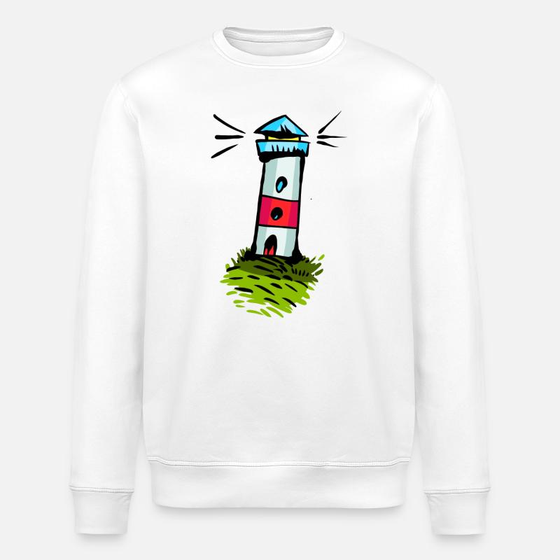 Leuchtturm Cartoon - Stanley/Stella Unisex Bio-Sweatshirt ROLLER - Weiß