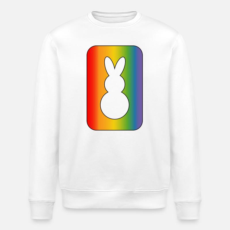 Regenbogen hase - Stanley/Stella Unisex Bio-Sweatshirt ROLLER - Weiß