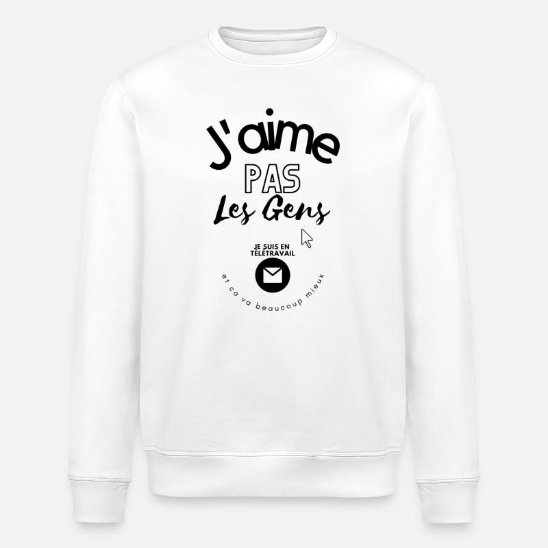 J aime pas les gens - Sweat bio ROLLER Stanley/Stella Unisexe - blanc