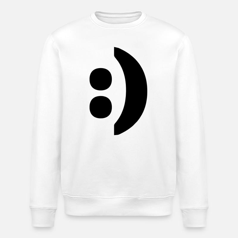 Guillemets du côlon smiley - Sweat bio ROLLER Stanley/Stella Unisexe - blanc