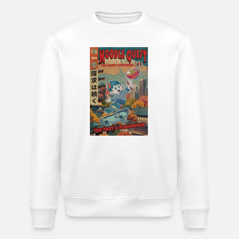 Retro Noodle Quest Comic - Stanley/Stella Unisex Bio-Sweatshirt ROLLER - Weiß