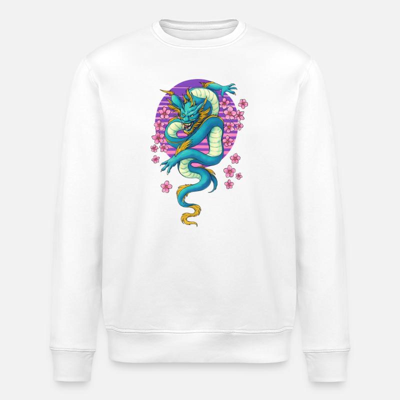 Drache Japanisch Sakura - Stanley/Stella Unisex Bio-Sweatshirt ROLLER - Weiß