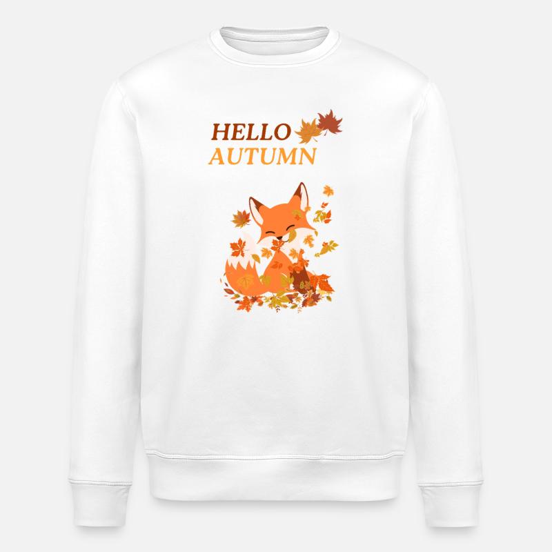 Renard espiègle avec des feuilles - Sweat bio ROLLER Stanley/Stella Unisexe - blanc