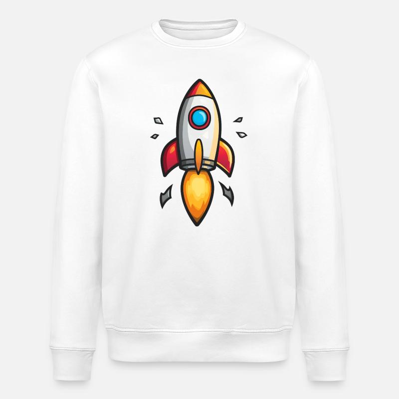 Cartoon Rakete Farbexplosion - Stanley/Stella Unisex Bio-Sweatshirt ROLLER - Weiß